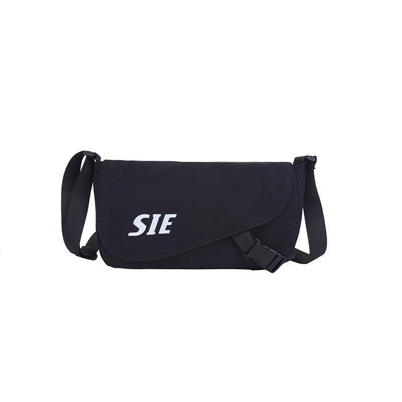 Hong Kong style casual satchel 2024 new fashion letter contrasting color sports outdoor messenger bag large capacity shoulder bag men