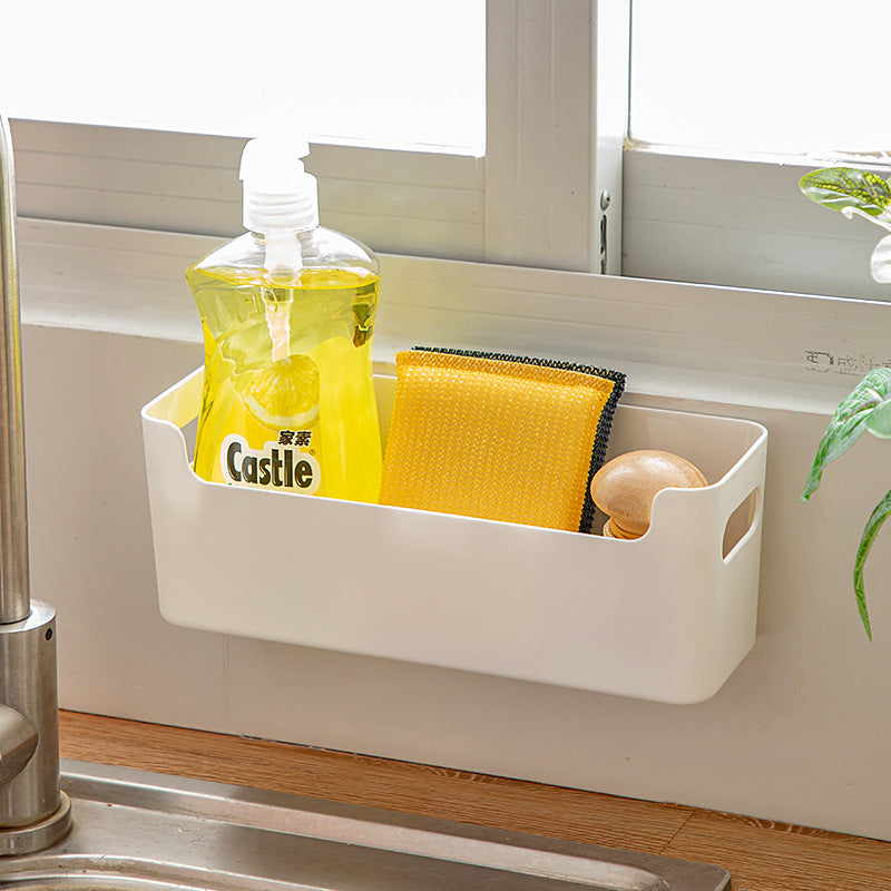 Kitchen Onion, Ginger, Garlic Storage Box Plastic Transparent Non-punching Wall-mounted Storage Box Multifunctional Sundries Sink Shelf