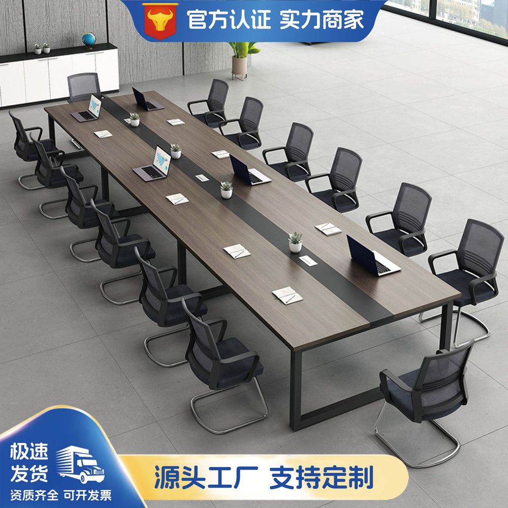 Conference table - modern minimalist long table for meeting rooms, reception, and negotiations - simple workstation desk and chair set