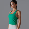 fashionpure color thread high elastic tight i-shaped long vest sports running fitness yoga wear tops for women