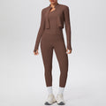 Cloud-feel quick-dry zip-up jacket high-waisted yoga leggings set - outdoor casual running fitness activewear 3-piece set