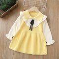 Girls' knit dress -  autumn/winter new arrival - collared bow knit dress for baby girls and toddlers