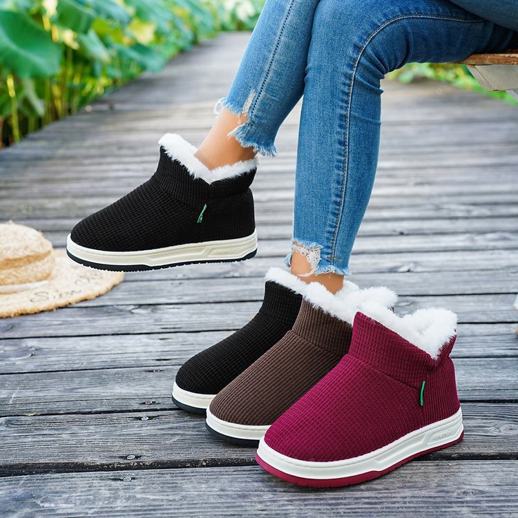 plus size women's short snow boots  fall and winter new arrivalfashionplaidthick sole cotton boots short boots export