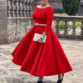 C8600   fall/winter new european and american solid color swing dress elegant evening gown foreign trade dress