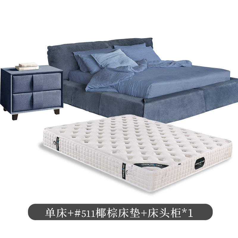Italian normcore paris bed designer down soft bag nubuck leather master bedroom accessible luxury double leather bed