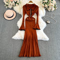 winternew arrivalpolo collar small fragrant style knittingdress women's long sleevesfashionelegant waist sweater skirt