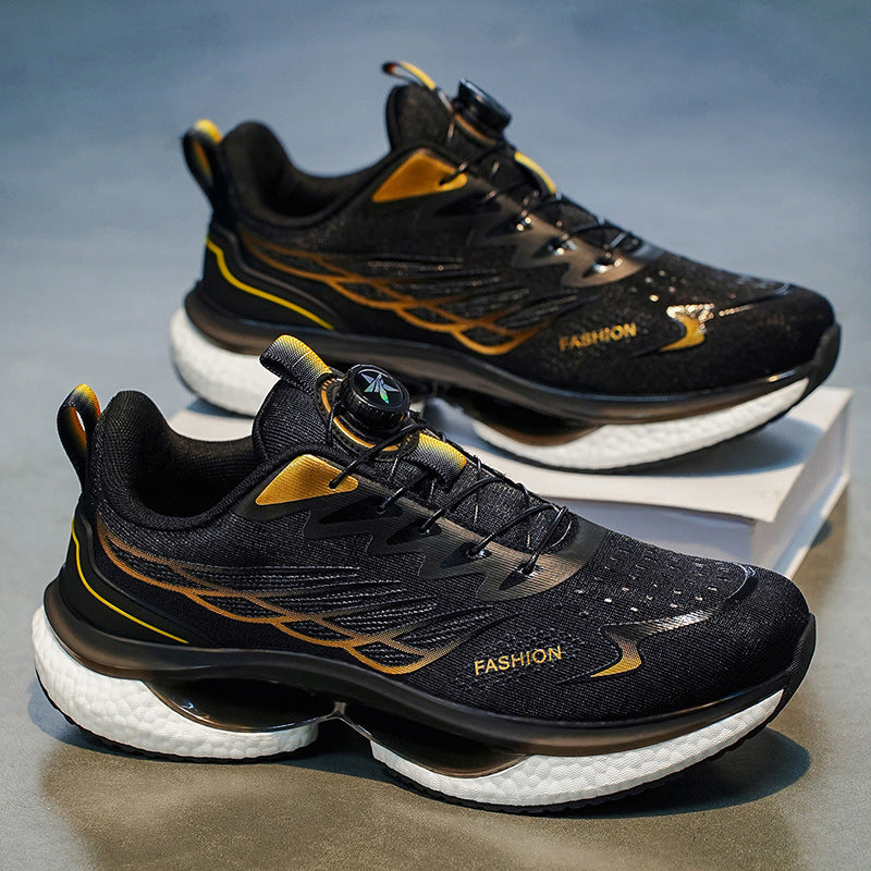 Men's youth sports shoes 2025 new winter collection: knob-lock running shoes, shock-absorbing casual shoes, breathable men's footwear