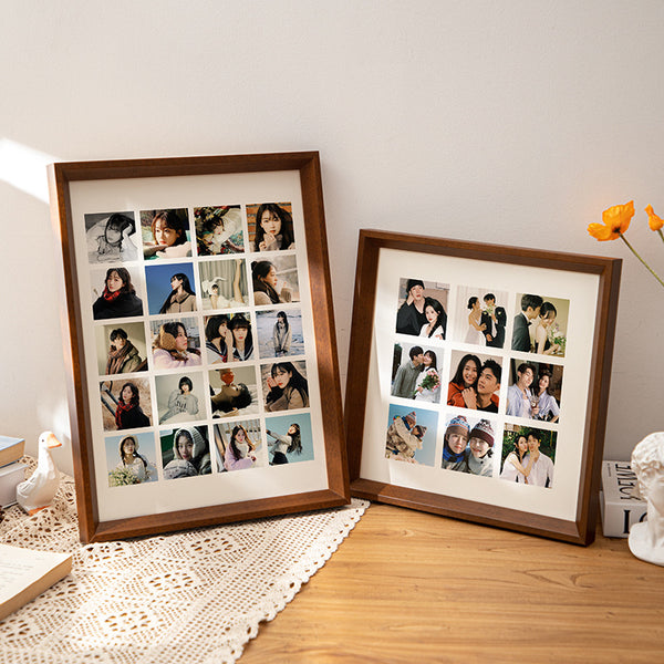 9/48/30 Palace grid solid wood photo frame setting table DIY leaf puzzle couple Polaroid printing souvenir book hanging on the wall