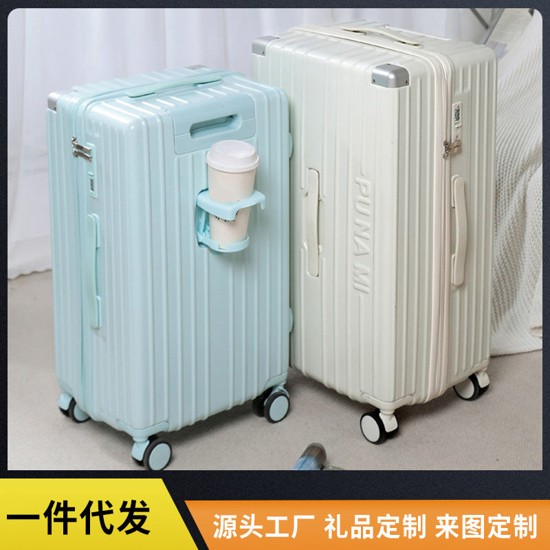 Multifunctional 20-inch suitcase with cup holder, trolley, universal silent wheel, student suitcase, travel boarding suitcase