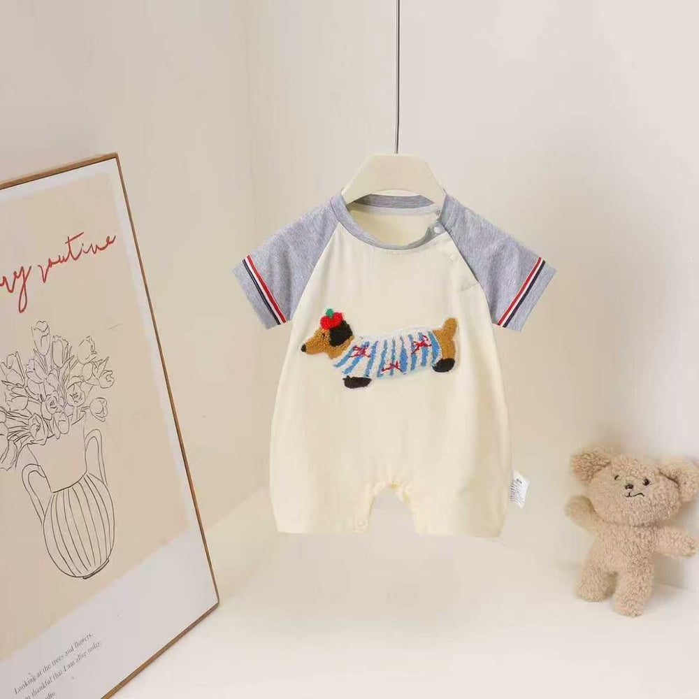 Summer lightweight full month baby romper - newborn short-sleeve bodysuit - cartoon onesie for boys and girls