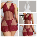 european and american southeast asian sexy see-through mesh lace lingerie see-through halter suspender skirt 3319
