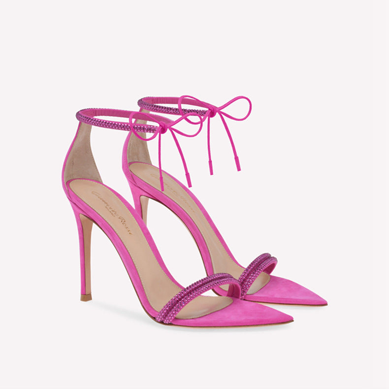 pointed rhinestone stiletto high heel sandals with straps and open toe high heels fashion style easiest for matchspringnew arrival