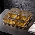 Amber ripple 4-compartment fruit platter with iron stand - heavy-duty plastic