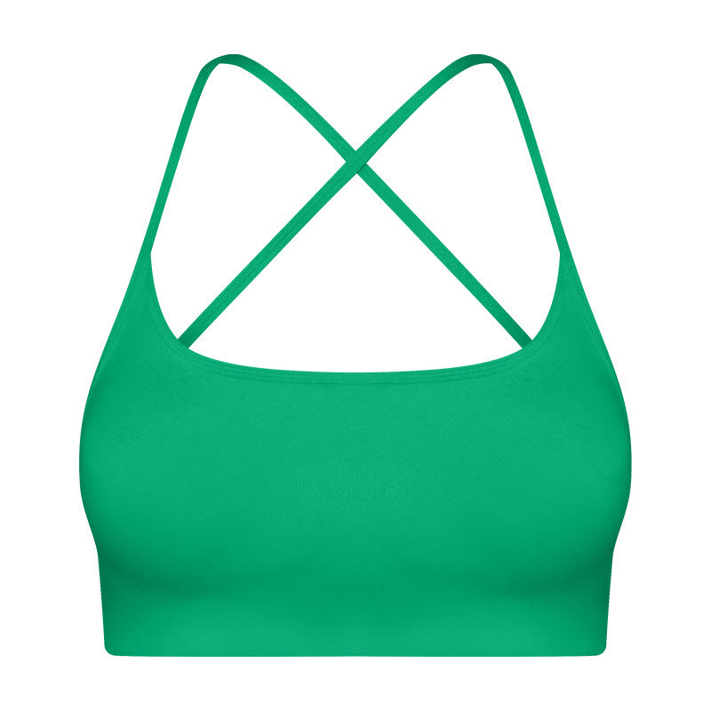 Fashionable thin strap criss-cross cutout back sports bra - low-impact yoga & pilates activewear bra - dw399