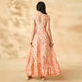 European and american cross-border youth summer new fashion asymmetrical neck irregular dress vacation style floral maxi dress women's clothing