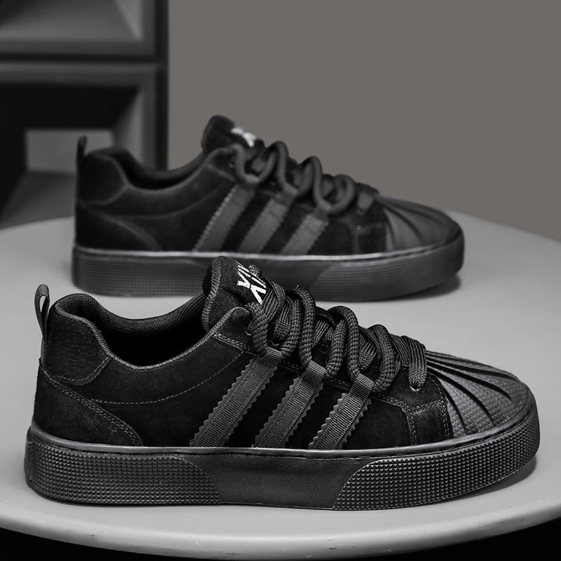 Fashion shell toe men's shoes 2026 spring trendyeasiest for matchplaidcasual flat shoes men non-slip sports trendy shoes
