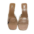 New 2024 women's single strap square toe pvc open toe glass heel slingback fashion sandals