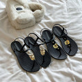 New women's flip-flop sandals: summer fashion, trendy open-toe beach sandals with buckle straps and roman-style sequin detail – perfect for outdoor wear
