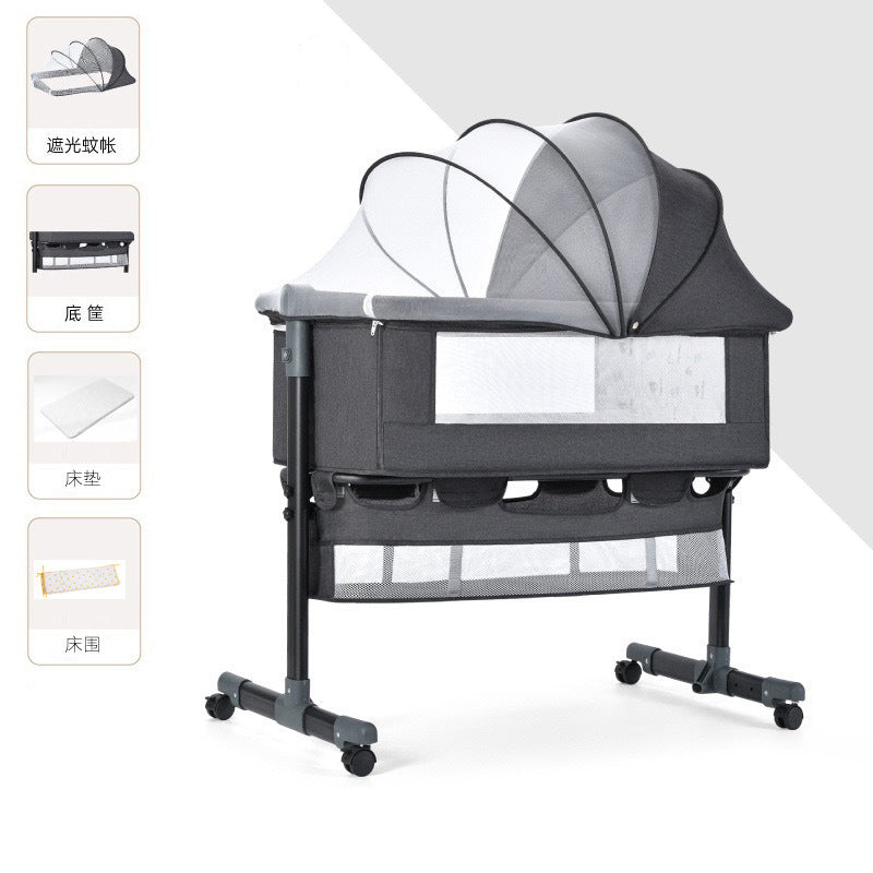 Newborn multifunctional crib convertible to big bed, baby bed, bassinet, foldable, mobile, adjustable height, portable