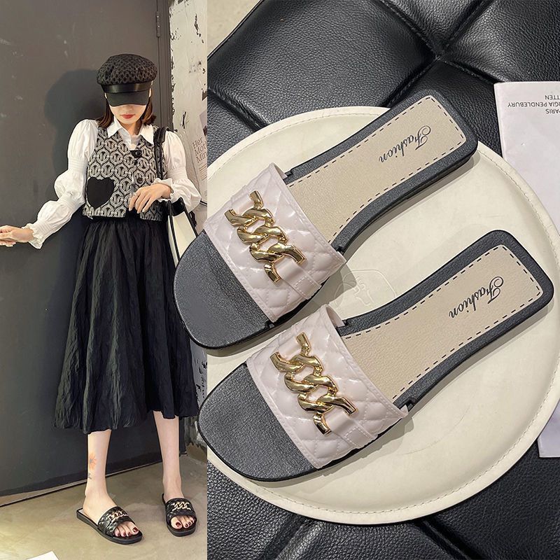 2024 buckle summer slippers new roman style women's trendy outdoor flat fashion sandals