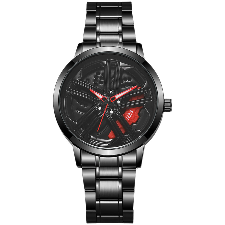 New arrivalmenrotate wheel stereocut out car modification gift watch middle southeast asia men's watch quartz watch