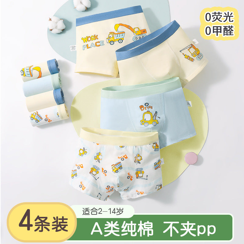Children's underwear Class A cotton boys' underwear cartoon boxers medium and large children's baby student boxers children's underwear