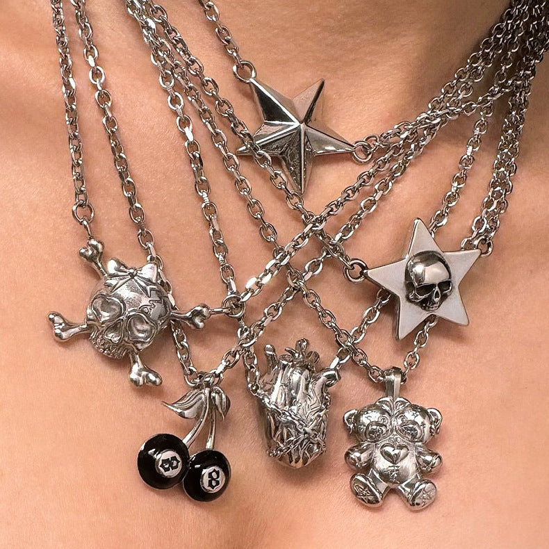 Sweater necklace wholesale fashion cross-border accessories stylish women's hip-hop street skull star halloween clavicle chain
