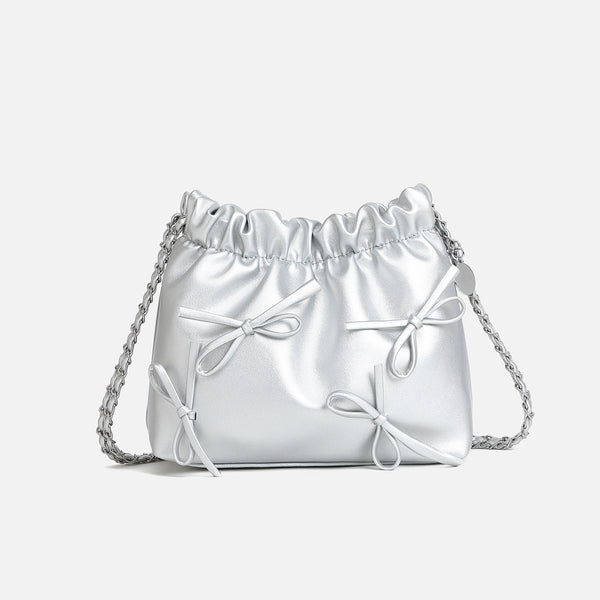 Women's bag niche cute chain shoulder strap bow shoulder spring 2025 new oblique span bag women