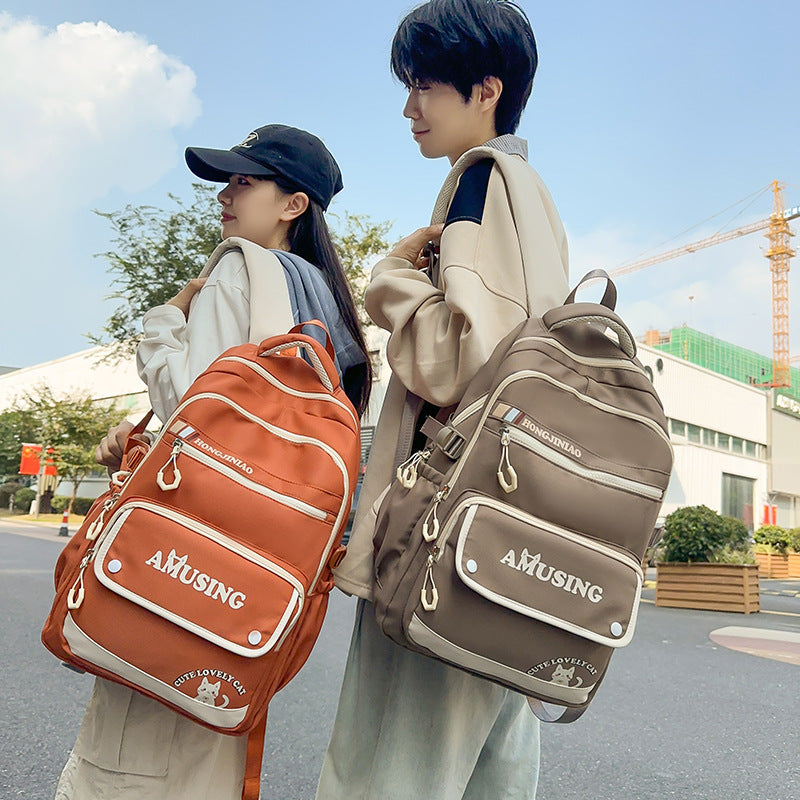 New simple backpack trend retro college style junior high school student schoolbag large capacity travel computer backpack