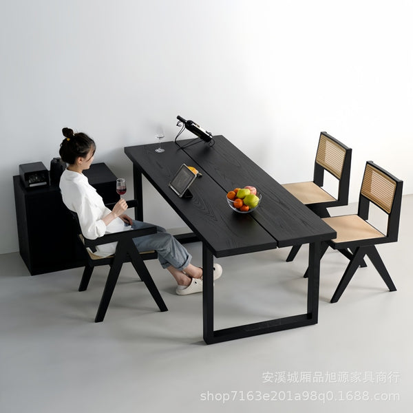 Nordic B & B Hotel Wababi Wind All Solid Wood Dining Table and Chair Combination Ash Wood Long Table Multi-person Order Tea Table