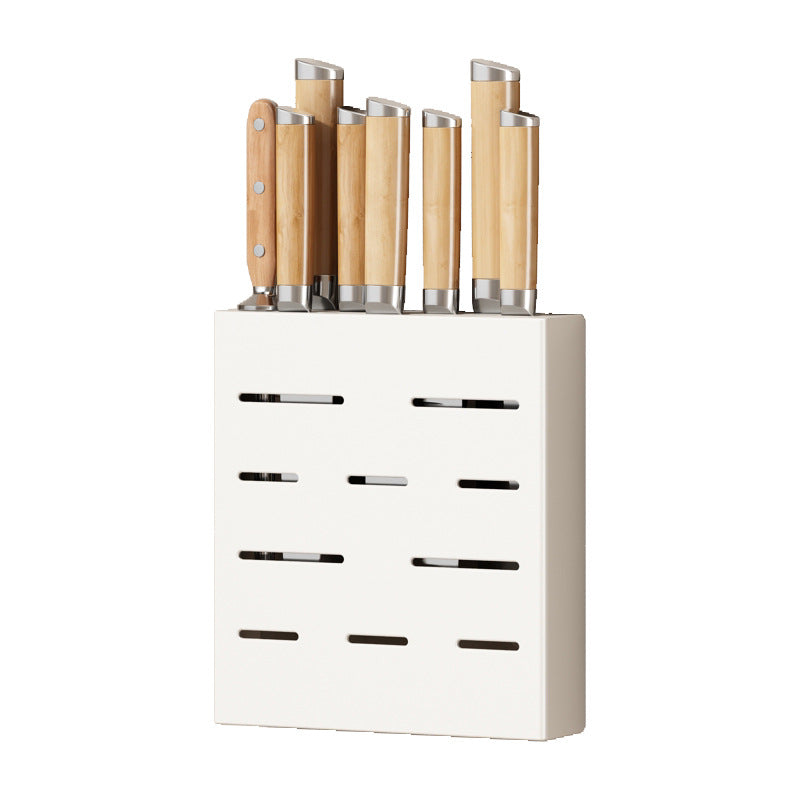 Stainless steel knife holder No punching Wall-mounted white kitchen Household chopsticks cartridge Kitchen knife storage Knife storage shelf