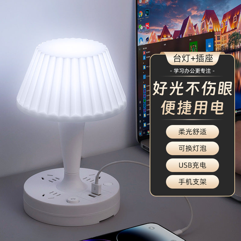 Integrated desk lamp & nightstand light - led bedside lamp for study, bedroom, baby feeding, eye protection, and sleep