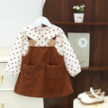 Girls' dress  autumn new style chic children's polka dot dress little bear baby princess dress kids' skirt trendy