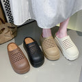 Summer new thick soleplatform shoes non-slip cut out breathable half slippers women's sandals pure color cut outoutwear toe shoes