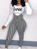 S390660 white casual houndstooth print set