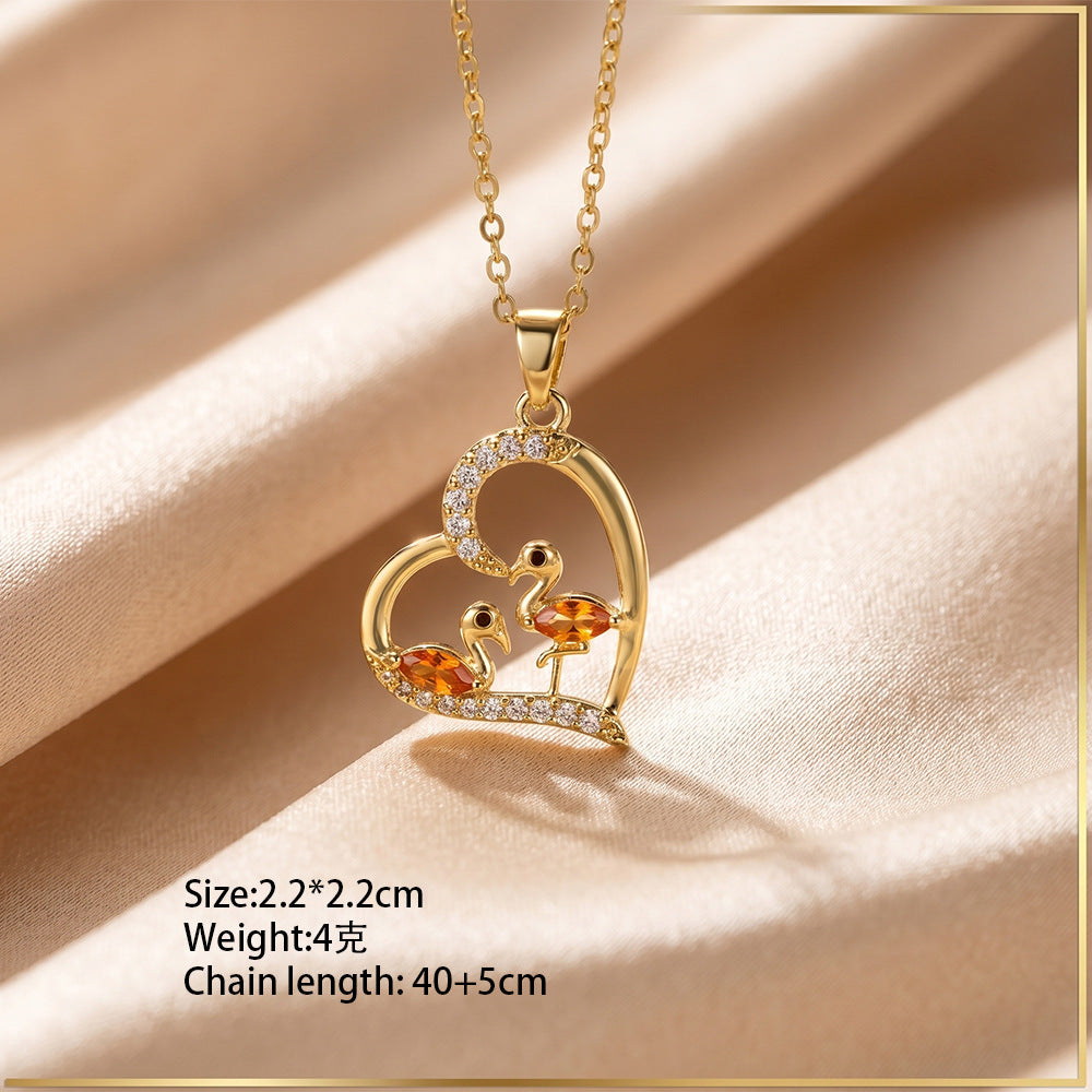 Popular internet celebrity mother's day love swan easiest for match necklace accessible luxury niche style female elegant non-fading clavicle chain jewelry