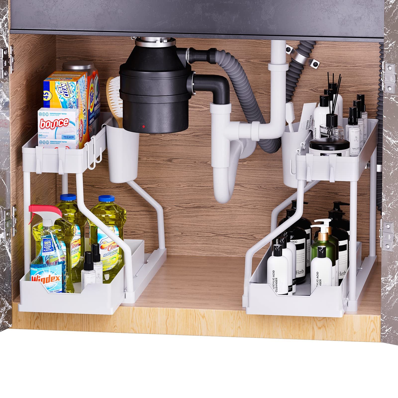 New  Bathroom Kitchen Under Sink Shelf Slidable Under Sink Storage Box Under Counter Storage Shelf