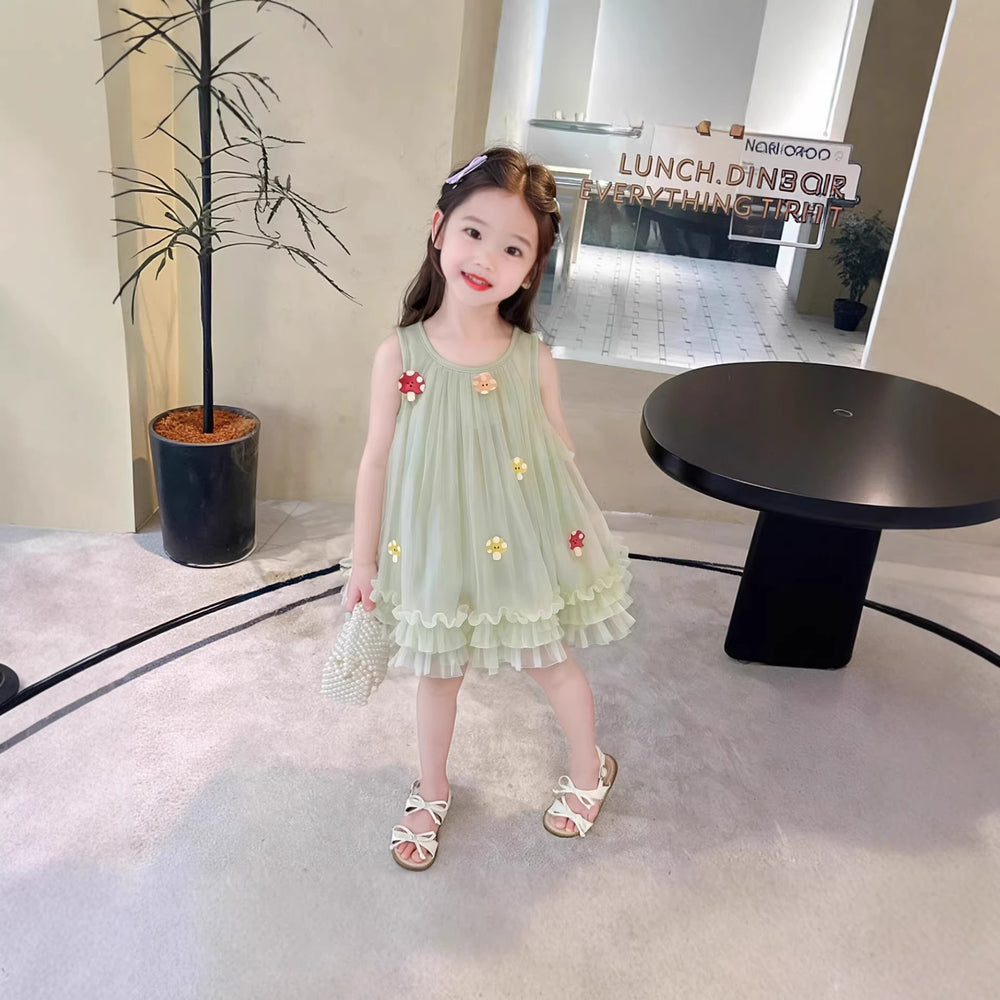 Summer dress girls sleeveless vest cartoon fairy baby fashionable sweet princess dress girls dress