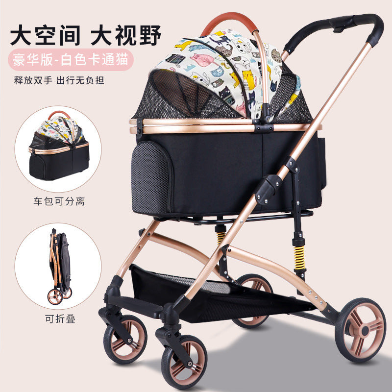 Pet stroller for dogs and cats - portable, foldable, lightweight, and large capacity cat carrier for small to medium breeds