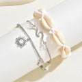 European and american new style minimalist natural shell summer anklet set - casual beach vacation style adjustable anklet jewelry