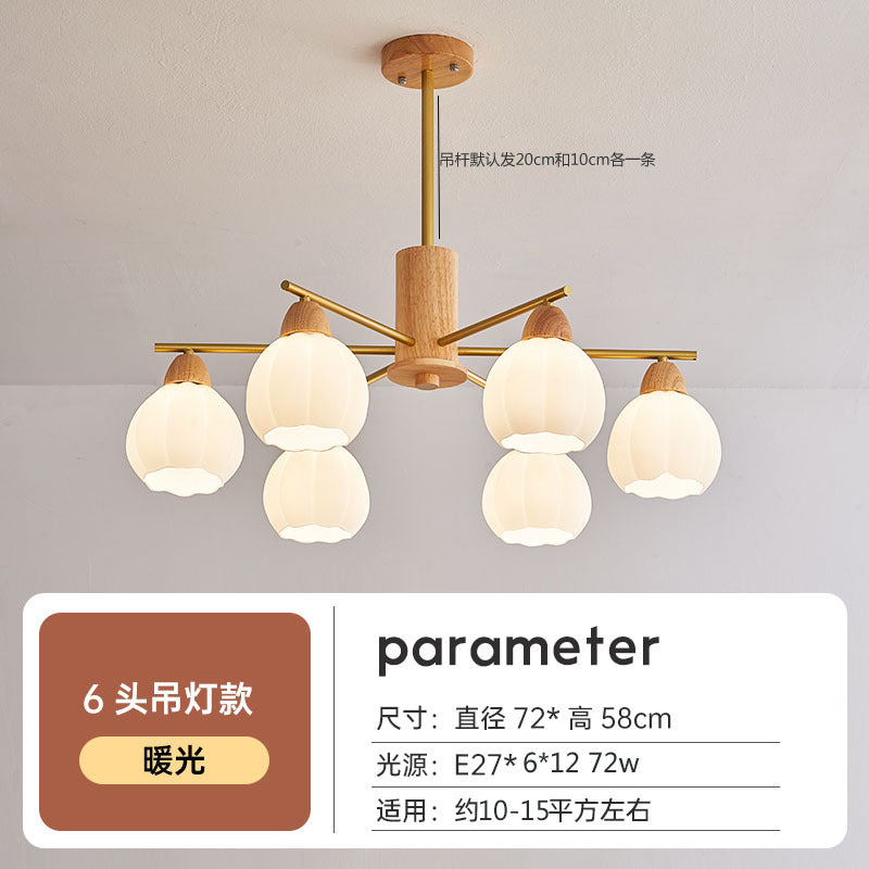 Log living room chandelier dining room light Japanese-style wabi-sabi wind homestay lighting retro wind hotel shop light bedroom lighting