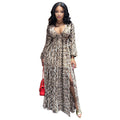 autumn new arrivals: european and american style fashionable sexy hollow-out flowy beach dress with python print slit maxi skirt