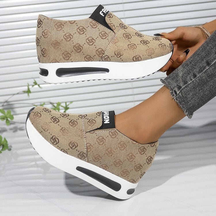 women's fashion flat heel hidden wedge mesh breathable casual flats - supports cross-border platforms and dropshipping