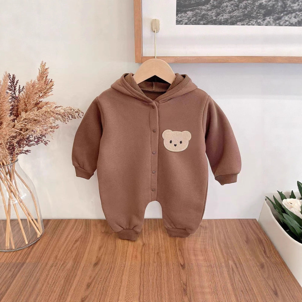 kids' onesie - thickened autumn/winter fleece bear romper - newborn fleece bodysuit - unisex baby outfit
