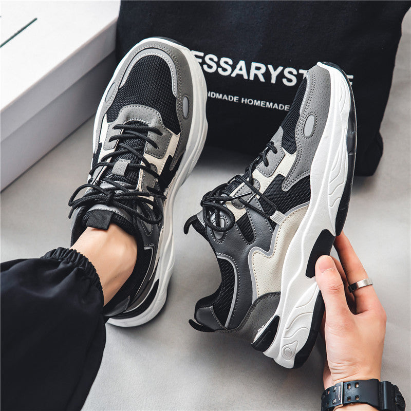 Spring men's shoes 2025 new mesh breathable anti-odor versatile sports casual running height increasing trendy dad shoes