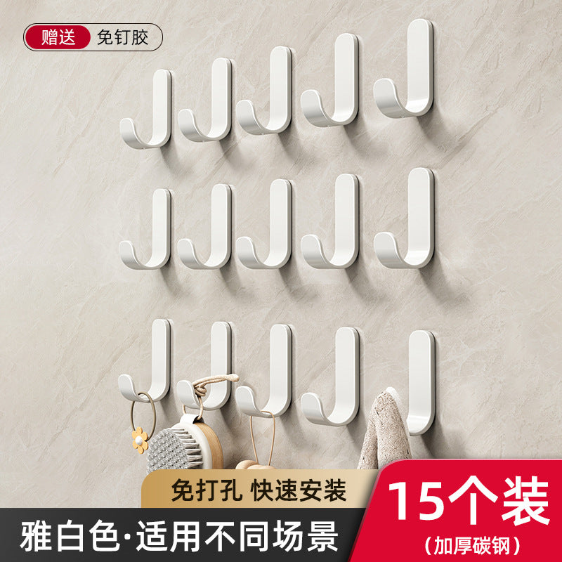 Hook adhesive punch-free kitchen wall hanging gun gray adhesive hook wall sticker wall load-bearing kitchen bathroom door back hook