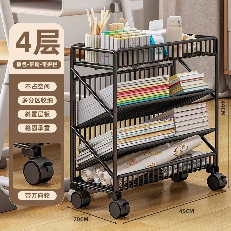 Classroom movable desktop bookshelf student textbook organizer floor storage rack children's home small bookshelf