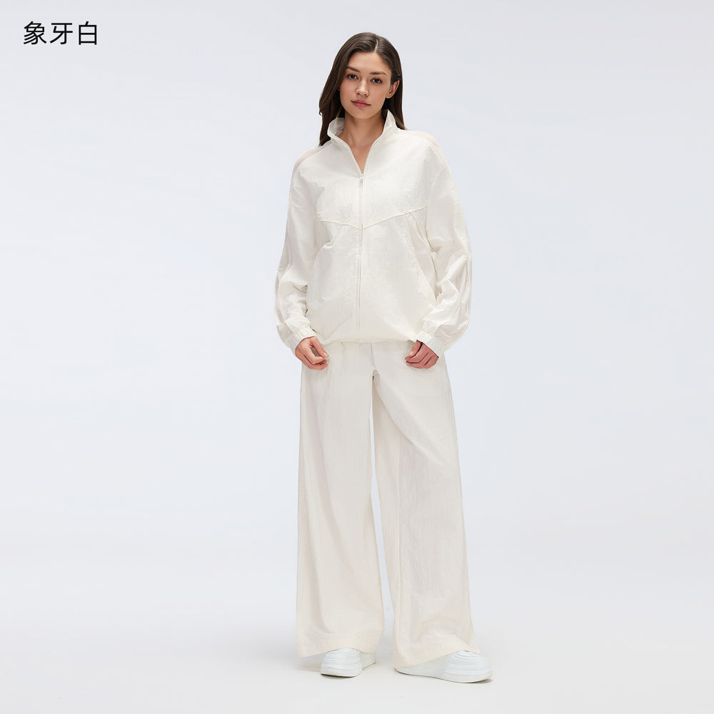 Women's activewear set: mesh panel breathable sun protection long sleeve top & relaxed fit active pants - 2 piece set