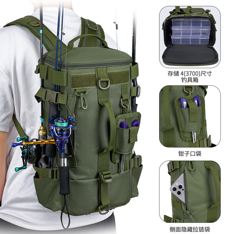Cross-border Luya bag Multifunctional dry and wet separation fishing bag Large capacity outdoor backpack Can be mounted with sling fishing gear