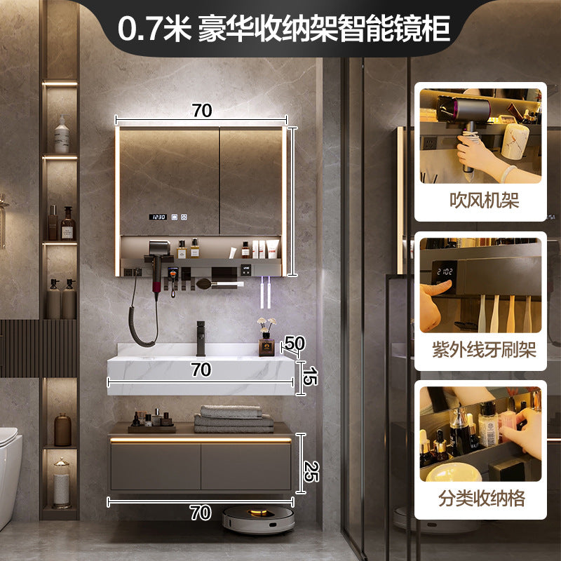 [Spot] Multifunctional storage rack, rock slab hot bending integrated basin, bathroom, washstand, face wash, bathroom cabinet combination